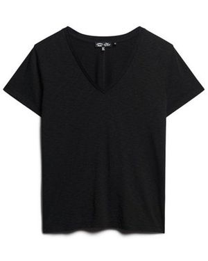 Superdry Classic Slub Embroidered V-neck T-shirt - Black