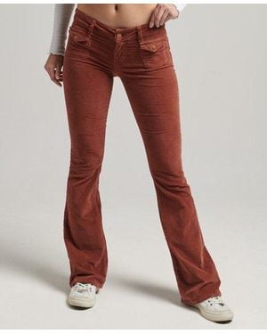 Superdry Low Rise Velvet Flare Jeans Caramel Café - Red