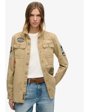 Superdry Cotton Embroidered Classic Scout Shirt - Natural