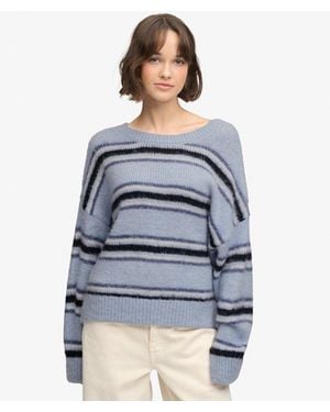 Superdry & Co Slouchy Brushed Stripe Knit Jumper - Blue