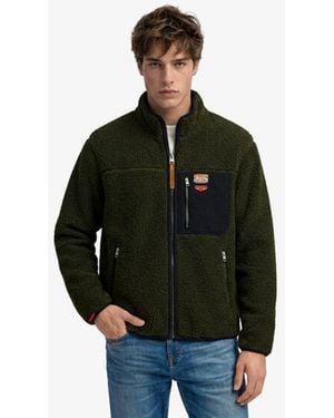 Superdry & Co Vintage Retro Borg Fleece Jacket - Green