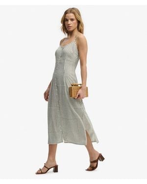 Superdry Print Button Down Cami Midi-jurk - Naturel