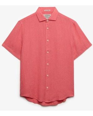 Superdry & Co Riviera Short Sleeve Linen Shirt - Pink