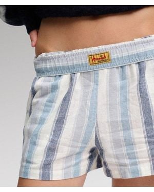 Superdry Komodo Noosa Stripe Shorts Rechte Pasvorm - Blauw