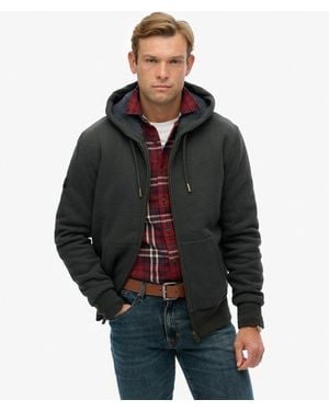 Superdry Borg Lined Zip Hoodie - Black