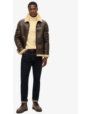 Superdry Faux Shearling Aviator Jacket - Black