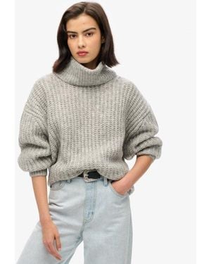 Superdry Brushed Rib Slouch Neck Jumper - Grey