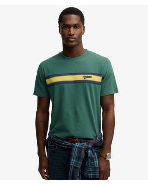 Superdry Homme T-Shirt Outdoor Stripe Logo Coupe Décontractée Taille - Vert