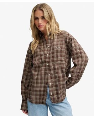 Superdry Geruite Flanel Relaxed Overhemd - Bruin