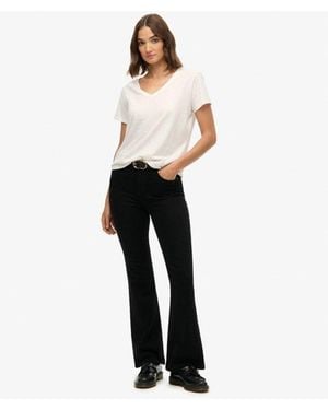 Superdry Organic Cotton High Rise Flare Jeans Size: 26/32 - White