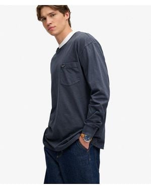 Superdry Longsleeve T-shirt Met Zak - Blauw