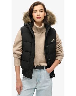 Superdry Everest Faux Fur Gilet - Black