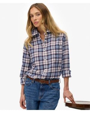 Superdry & Co Check Flannel Boyfriend Shirt - Blue