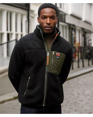 Superdry Classic Logo Badge Vintage Retro Full Zip Fleece - Black