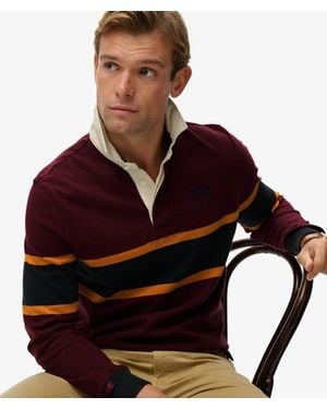 Superdry & Co Vintage Athletic Stripe Rugby Top - Red