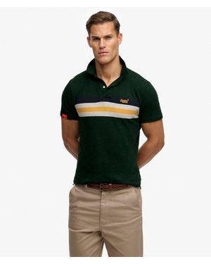 Superdry Lightweight Stripe Jersey Polo Top - Green