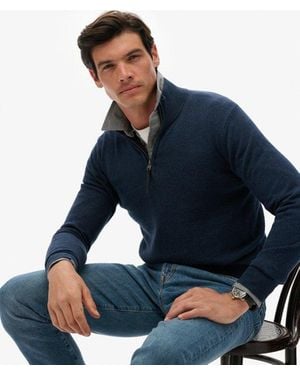 Superdry & Co Essentials Cotton Half Zip Jumper - Blue