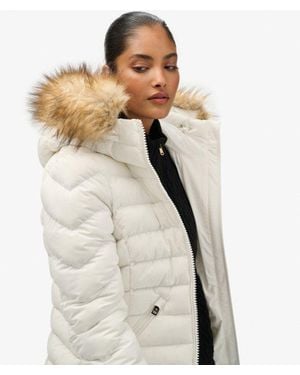Superdry & Co Fuji Faux Fur Hood Padded Jacket - Natural