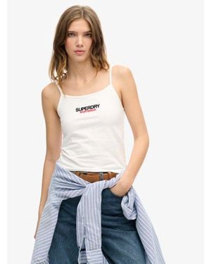Superdry Ladies Slim Fit Sportswear Logo Fitted Cami Top - White