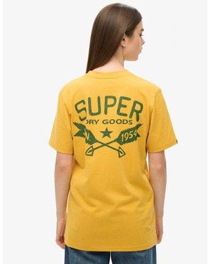 Superdry Oversized Outdoor T-shirt Met Print - Geel