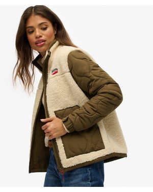Superdry Sherpa Fleece Hybrid Jacket - Natural