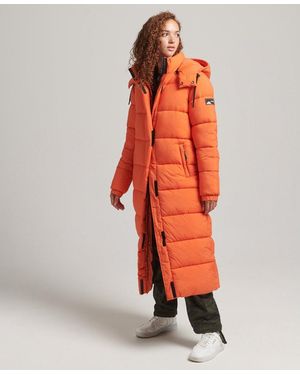Superdry Ripstop Longline Puffer Jacket Orange / Orange Grid
