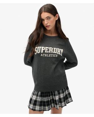 Superdry Slouchy Intarsia Graphic Knitted Jumper - Black