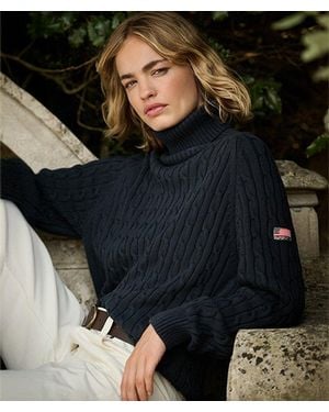 Superdry Slouchy Cable Roll Neck Jumper - Black