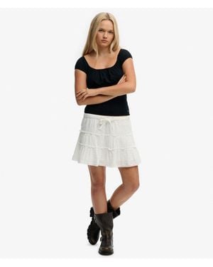 Superdry & Co Cheesecloth Tiered Mini Skirt - White