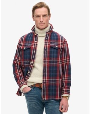 Superdry & Co Checked The Merchant Store Heavy Long Sleeve Shirt - Red