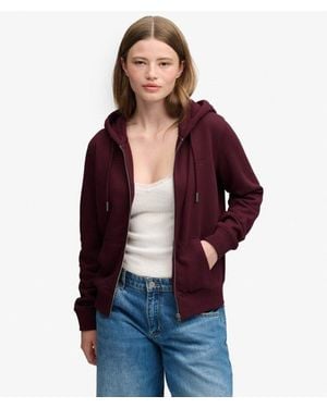 Superdry Signature Geborduurde Zip Hoodie - Paars