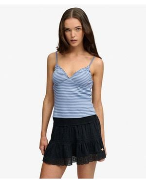 Superdry Athletic Essentials V-neck Waffle Cami Top - Blue