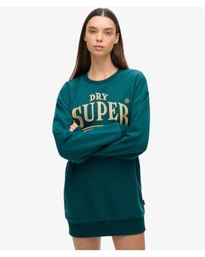 Superdry Luxe Metallic Logo Sweat Dress - Blue