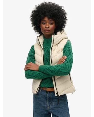 Superdry & Co Hooded Microfibre Padded Gilet - Green