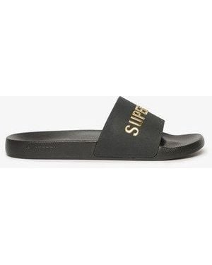 Superdry Vegan Logo Pool Sliders - Black