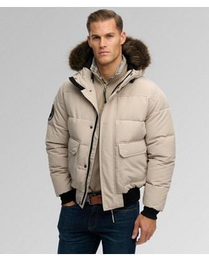 Superdry & Co Everest Hooded Puffer Bomber Jacket - Natural