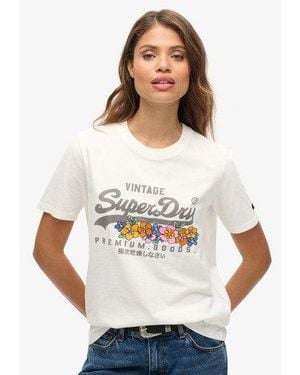 Superdry Vintage Logo Premium Goods Floral T-Shirt - White