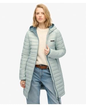 Superdry Hooded Fuji Lite Mid Length Padded Jacket - Blue