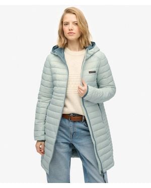 Superdry Hooded Fuji Lite Mid Length Padded Jacket - Blue