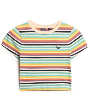 Superdry Vintage Stripe Crop T-shirt - Yellow
