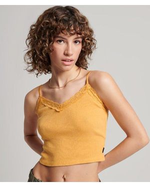 Superdry & Co Rib Lace Trim Cami Top - Yellow