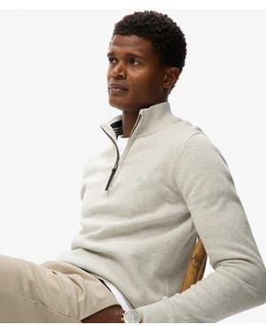 Superdry Homme Pull À Demi-Zip Essentials En Coton Taille - Neutre