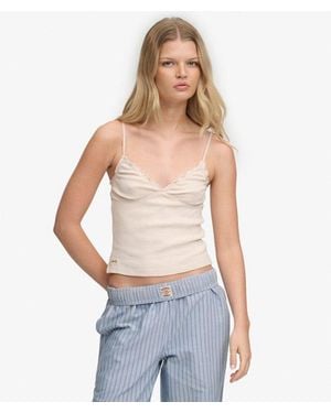 Superdry Athletic Essentials V-neck Waffle Cami Top - White