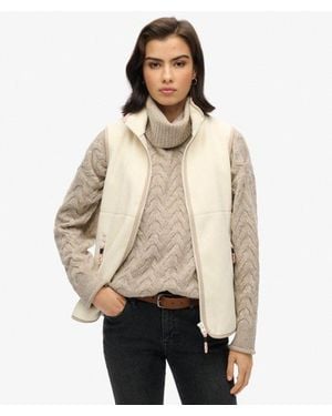 Superdry & Co Slim Fit Active Fleece Gilet - Natural