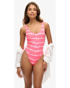 Superdry Tie Dye Recycled Swimsuit - Red