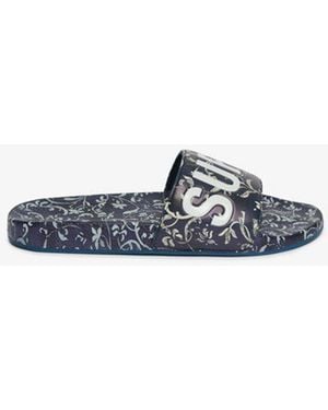 Superdry & Co All Over Printed Pool Sliders - Blue