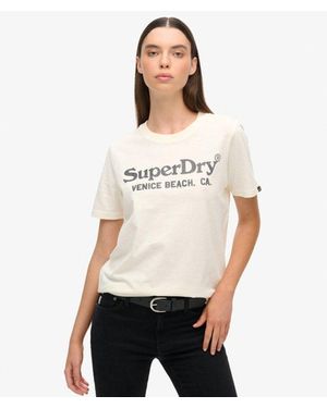 Superdry & Co Embellished Metallic Venue Relaxed Crew Neck T-shirt - White