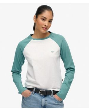 Superdry Essential Logo Long Sleeve Baseball Top - Blue