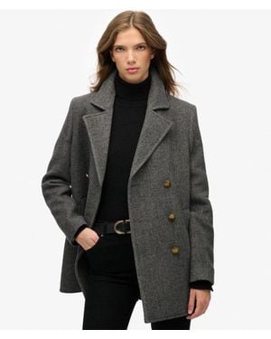 Superdry Double Breasted Peacoat - Black