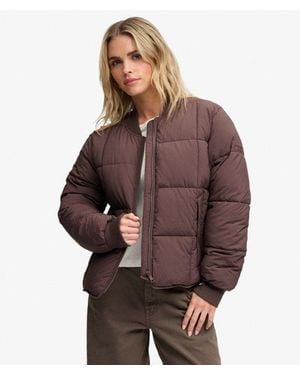 Superdry Femme Veste Matelassée Large Box Taille - Marron